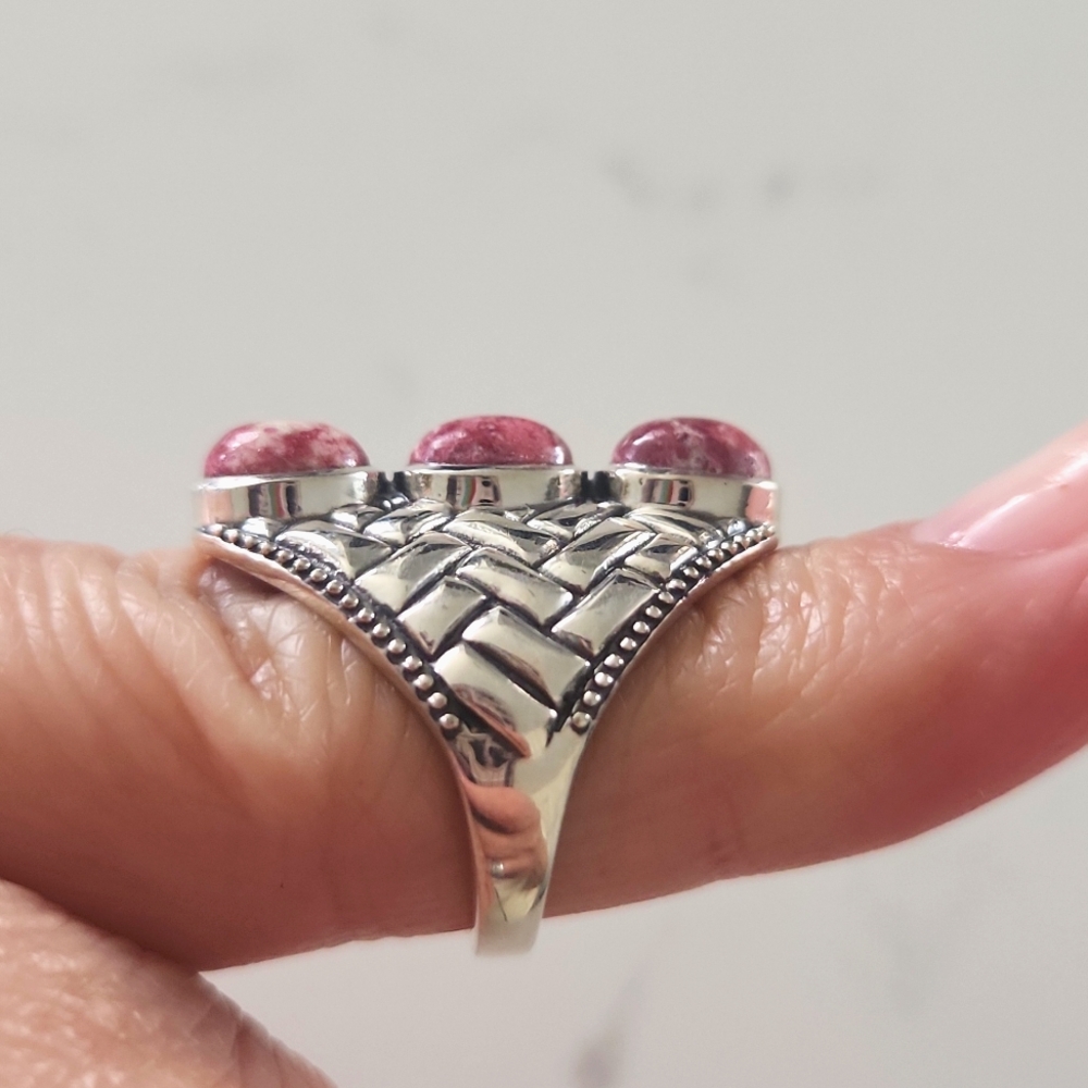 ✨️ NEW Genuine Sterling Silver & Multi-stone Thulite Ring (Specialty) - Picture 2 of 6